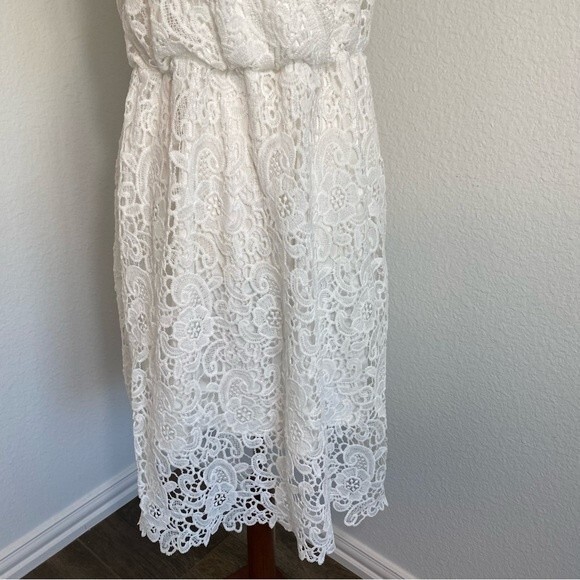 NWOT Shein Lacy Floral White Wrap Front V Neckline Spaghetti Strap Dress Size L - Picture 4 of 10
